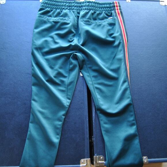 PacSun Small Jogger Sweatpants Green w/ Yellow, Red, & Black Stripe - Picture 5 of 7